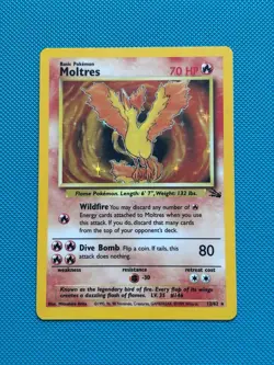 Pokemon TCG Moltres Holo Card 12/62 Fossil Set 1999 Rare NM Condition - Image 1
