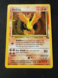 Pokemon TCG Moltres Fossil Holo Card 12/62 Unlimited WOTC 1999 - Image 1
