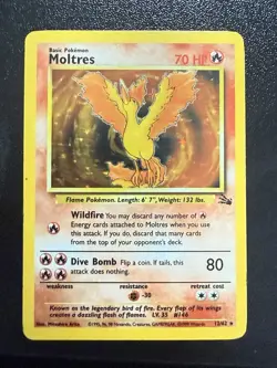 Moltres Fossil Holo Rare Pokemon TCG Card Set 12/62 Vintage 1999 - Image 1