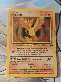 Pokemon Moltres TCG Holo Card Fossil 12/62 HP 1999 - Image 2
