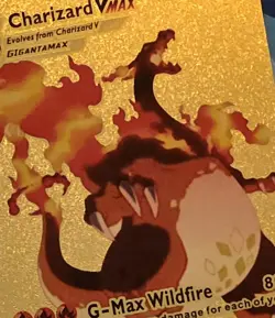 X 1 Gold Metal Charizard VMAX HP350 Pokemon Card Collectible - Image 1