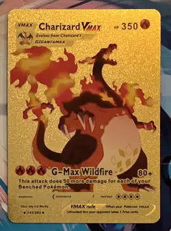 X 1 Gold Metal Charizard VMAX HP350 Pokemon Card Collectible - Image 2