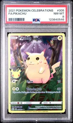Pokemon TCG Celebrations Pikachu Holo Rare Card 005/025 Near Mint PSA 8 - Image 1