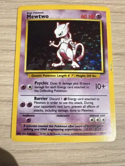 Pokemon TCG Mewtwo Base Set Holo Unlimited Rare Card 10/102 MP Condition - Image 1