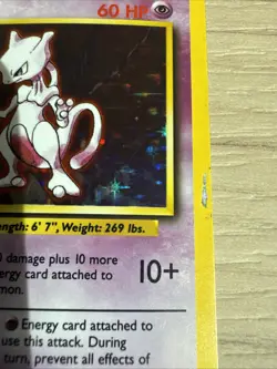 Pokemon TCG Mewtwo Base Set Holo Unlimited Rare Card 10/102 MP Condition - Image 2