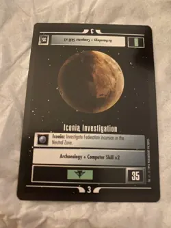Star Trek CCG 1E BB 1994 ICONIA INVESTIGATION Rare Card NEVER PLAYED - Image 1