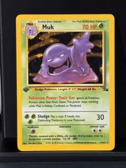 Pokemon Muk 1st Edition Holo Rare Fossil Set 13/62 WOTC Card 1999 - Image 1
