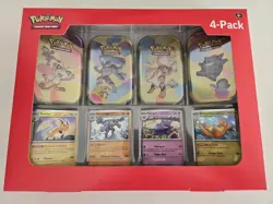 Pokemon S&V 151 4 Pack Tin Set LOT w/ Mega Evo 4 pack cards New/Sealed - Image 2