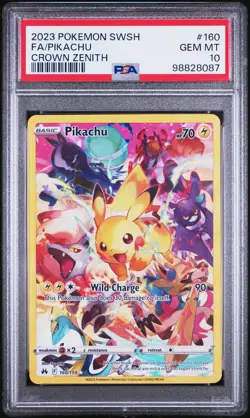 2023 POKEMON SWORD & SHIELD CROWN ZENITH #160 FULL ART/PIKACHU PSA 10 - Image 1