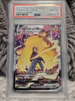 2021 Pokemon JPN SWSH FA Pikachu Vmax 223/184 CSR Vmax Climax PSA 10 Gem Mint - Image 1