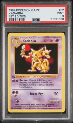 1999 Pokemon Game Kadabra #32 1st Edition PSA 9 MINT - Image 1