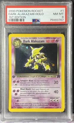 Pokemon PSA 8 1st Edition Dark Alakazam 1/82 Team Rocket Holo - Image 1