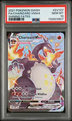 2021 POKEMON SWORD & SHIELD SHINING FATES #SV107 FULL ART/CHARIZARD VMAX PSA 10 - Image 1