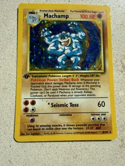Pokemon TCG Machamp 8/102 1st Edition HOLO Base Set 1999 WOTC Vintage - Image 1
