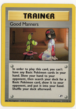 Good Manners 111/132 Gym Heroes TRAINER Pokemon Card - Image 1