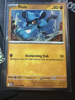 Riolu 076/132 Cosmo Holo Promo, Mega Evolutions, Common, Pokemon TCG, NM - Image 1