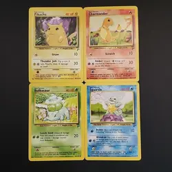 Pikachu, Charmander, Squirtle, Bulbasaur - Base Set 2 - NM Pokemon -Starter Set - Image 1
