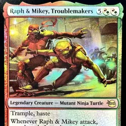 Raph & Mikey, Troublemakers - FOIL - MTG - TMT - 0167 - RARE ~ NM - Image 1