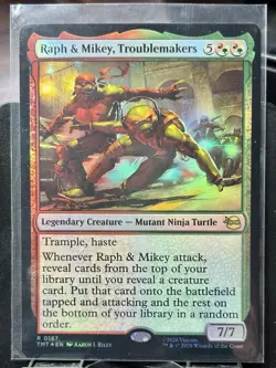 Raph & Mikey, Troublemakers - FOIL - MTG - TMT - 0167 - RARE ~ NM - Image 2