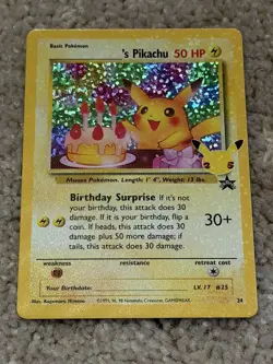 2021 Pokemon Celebrations Birthday Pikachu Holo #24 Classic Collection NM - Image 1