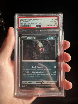 2023 POKEMON OBF EN-OBSIDIAN FLAMES 136 DARKRAI TRIPLE WHAMMY TIN - PSA 10 - Image 1