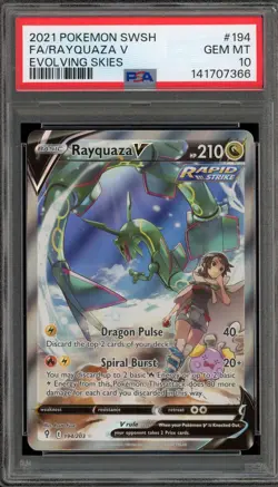 Pokemon Rayquaza V Evolving Skies Full Alt Art #194 PSA 10 Gem Mint - Image 1
