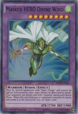 Masked HERO Divine Wind - SDHS-EN043 - Super Rare - 1st Edition Near Mint Yugioh - Image 1