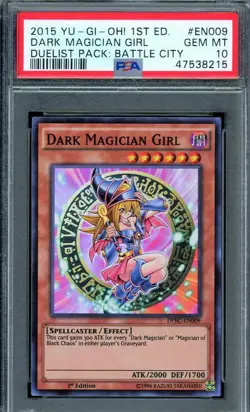 Yugioh Dark Magician Girl Super Rare 1st Ed DPBC-EN009 PSA 10 GEM MINT - Image 1