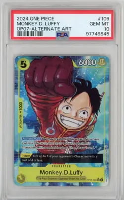 2024 ONE PIECE PSA 10 MONKEY D. LUFFY #OP07-109 500 YEARS IN THE FUTURE - Image 1