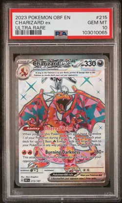 2023 Pokemon Obf EN-Obsidian Flames Charizard EX Ultra Rare PSA 10 #215 - Image 1