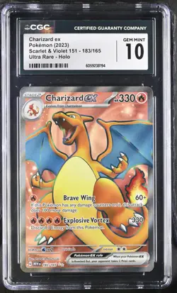 2023 Pokemon Scarlet & Violet 151 Charizard ex Holo Ultra Rare CGC 10 #183/165 - Image 1