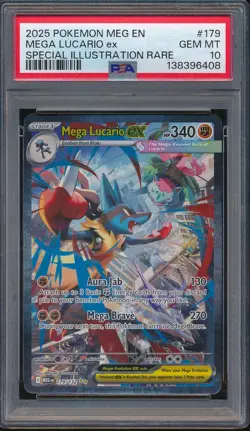2025 Pokemon Mega Evolution 179 Mega Lucario ex Special Illustration Rare PSA 10 - Image 1