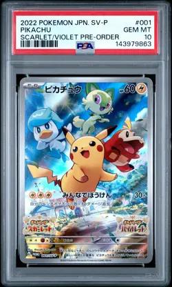 2022 POKEMON JPN SV PROMO SCARLET & VIOLET PRE-ORDER #001 PIKACHU PSA 10 - Image 1