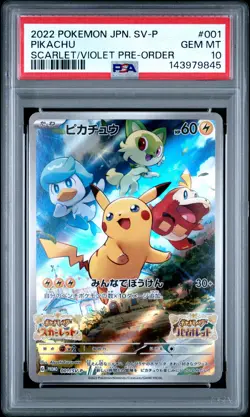 2022 POKEMON JPN SV PROMO SCARLET & VIOLET PRE-ORDER #001 PIKACHU PSA 10 - Image 1