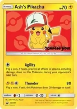 Lightly Played Ash's Pikachu - SM109 - SM Black Star Promo Pokemon SM Promos - Image 1