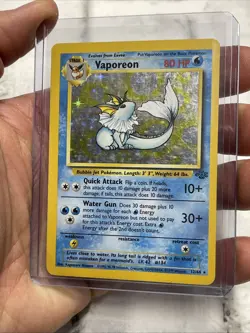 VAPOREON 1999 POKEMON ORIGINAL JUNGLE RARE HOLO 12/64 VINTAGE VTG NINTENDO MP - Image 2