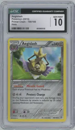 2015 Pokemon Primal Clash #100 Aegislash – Holo – CGC 10 GEM MINT - Image 1