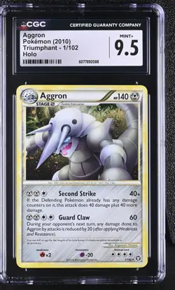 CGC 9.5 MINT+ Aggron 2010 Triumphant 1/102 Holo Pokemon Card - Image 1