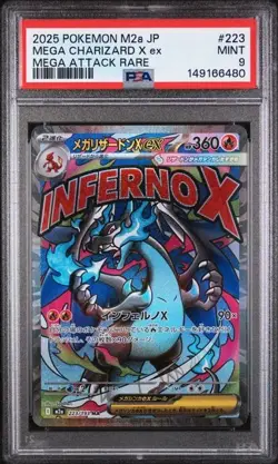 2025 Pokemon Japanese M2a card 223/193 Mega Charizard Attack Rare Graded PSA 9 - Image 1