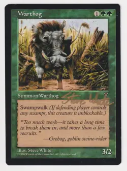 Gold Signed Warthog MP Visions Artist Steve White 1996 WOTC MTG Magic Vintage! - Image 1