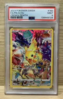 2023 Pokemon SWSH FA/Pikachu (Secret) #160/159 Crown Zenith PSA 9 Mint - Image 1