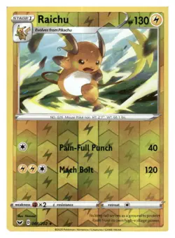 Raichu 066/202 Rare Sword & Shield Pokemon Reverse Holo Near Mint - Image 1