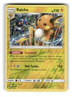 Raichu 41/147 Holo Rare Burning Shadows Pokemon Reverse Holo Lightly Played - Image 1