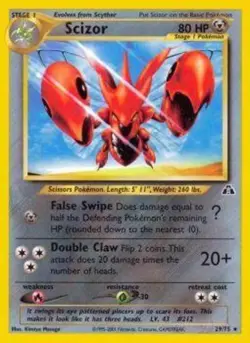Scizor - 29/75 - Rare - Unlimited Edition DMG, English Pokemon Neo Discovery - Image 1