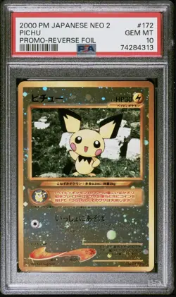 2000 POKEMON JAPANESE PICHU NEO 2 PROMO REVERSE FOIL #172 PICHU PSA 10 GEM MINT - Image 1
