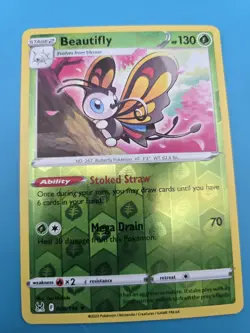 Beautifly 008/196 Lost Origins Pokemon Reverse Holo Foil Rare NM - Image 1