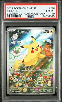 2024 POKEMON JPN SV-P PROMO #218 PIKACHU PSA 10 - Image 1