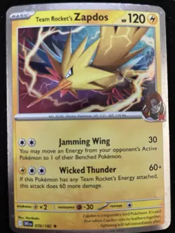 Pokemon TCG Team Rocket's Zapdos 070/182 Destined Rivals Cosmos Holo - Image 1