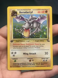 Pokemon TCG Aerodactyl 1/62 Fossil 1st Edition Holo Rare- LP - Image 1
