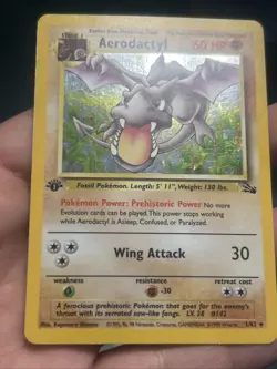 Pokemon TCG Aerodactyl 1/62 Fossil 1st Edition Holo Rare- LP - Image 2